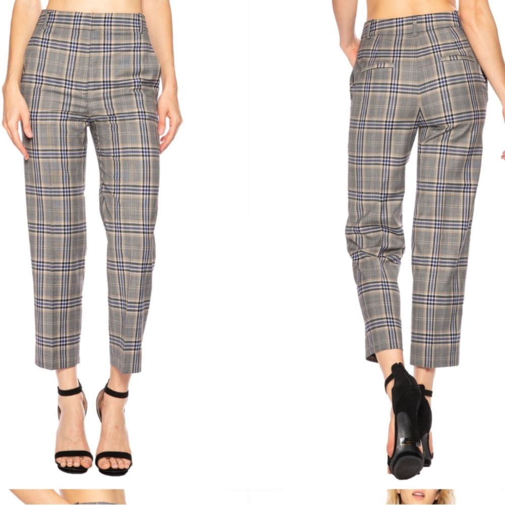 Tibi Taylor Lucas Suiting Plaid High-rise Straight Leg Pant Size 4